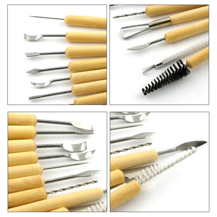 11-in-1 Holz DIY Ton-Ausstecher-Set, Töpferton-Skulptur-Messer-Set, Skulptur-Messer-Set