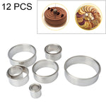 12-teiliges Set runder Ausstechformen aus Edelstahl für Mousse, Kuchen, Donuts, Backwerkzeuge, runde Form (12-teiliges Set)