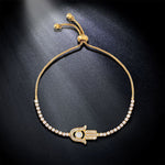 Valentinstagsgeschenk: Armband mit Hamsa-Hand, Kristallverzierung und Kette, Kettenlänge: 25 cm