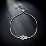Valentinstagsgeschenk: Armband mit Hamsa-Hand, Kristallverzierung und Kette, Kettenlänge: 25 cm