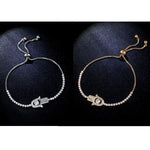 Valentinstagsgeschenk: Armband mit Hamsa-Hand, Kristallverzierung und Kette, Kettenlänge: 25 cm
