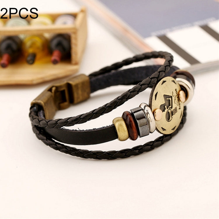 2er-Set Partner-Armbänder aus geflochtenem Leder mit Sternbild-Motiv, Größe: 21 x 1,2 cm, HC3505A, HC3505B, HC3505C, HC3505D, HC3505E, HC3505F, HC3505G, HC3505H, HC3505J, HC3505K, HC3505L, HC3505M