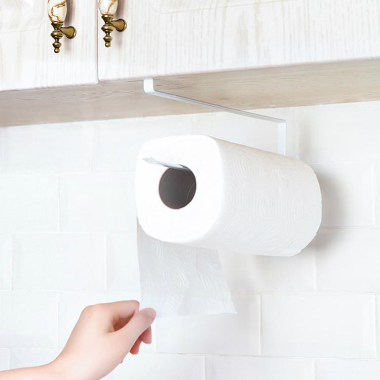Edelstahl Küchen-Toilettenpapier-Handtuchhalter Papierhandtuchrollenhalter Schrank-Hängeregal Frischhaltefolien-Aufbewahrungsregal, Größe: 26*10,8*1,5cm, Weiß