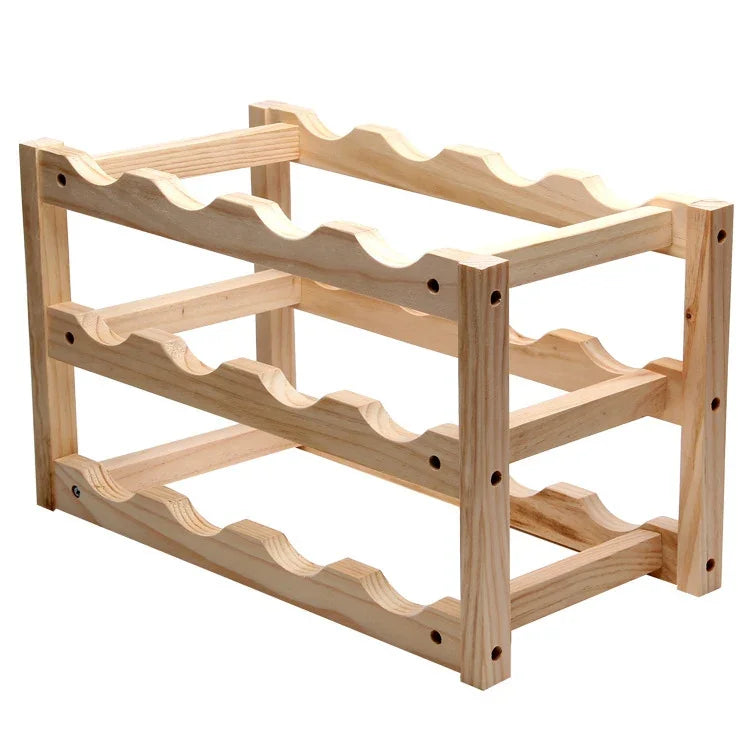 Faltbares Weinregal aus Massivholz für 12 Flaschen, mehrschichtiges Weinregal, Größe: 46x24x28cm, mehrschichtiges Weinregal