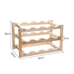 Faltbares Weinregal aus Massivholz für 12 Flaschen, mehrschichtiges Weinregal, Größe: 46x24x28cm, mehrschichtiges Weinregal