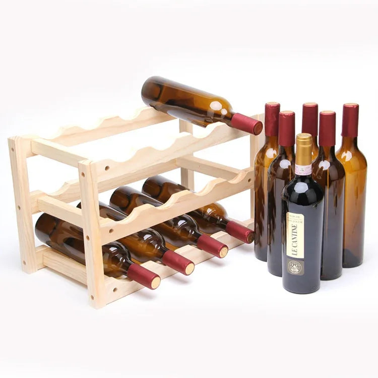 Faltbares Weinregal aus Massivholz für 12 Flaschen, mehrschichtiges Weinregal, Größe: 46x24x28cm, mehrschichtiges Weinregal