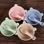 Balcherlam Baby Weizenstroh-Material Schalen + Löffel Set, Zufällige Farblieferung, Schalen + Löffel Set