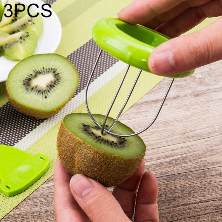 3 Stücke Tragbarer und spezieller ABS + Edelstahl Kiwi-Schäler, zufällige Farblieferung, 3 Stücke Kiwi-Schäler 2