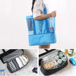 Tragbare doppellagige Netz Sport Duffel Strand Picknick Schulter Aufbewahrungstasche Handtasche, Doppellagige Handtasche (Grün), Doppellagige Handtasche (Blau)