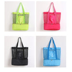 Tragbare doppellagige Netz Sport Duffel Strand Picknick Schulter Aufbewahrungstasche Handtasche, Doppellagige Handtasche (Grün), Doppellagige Handtasche (Blau)