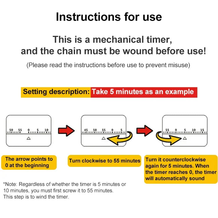 Hühnerförmiger mechanischer 60-Minuten-Küchen-Timer, rückwärtszählender Alarm, Heimdekorations-Gadget, zufällige Farblieferung, RB219