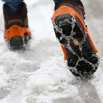 Ein Paar 19 Zähne Anti-Rutsch Eisgreifer Wandern Klettern Kettenschuhe Abdeckungen, Größe: M, 19 Zähne Größe: M(Schwarz), 19 Zähne Größe: M(Orange)