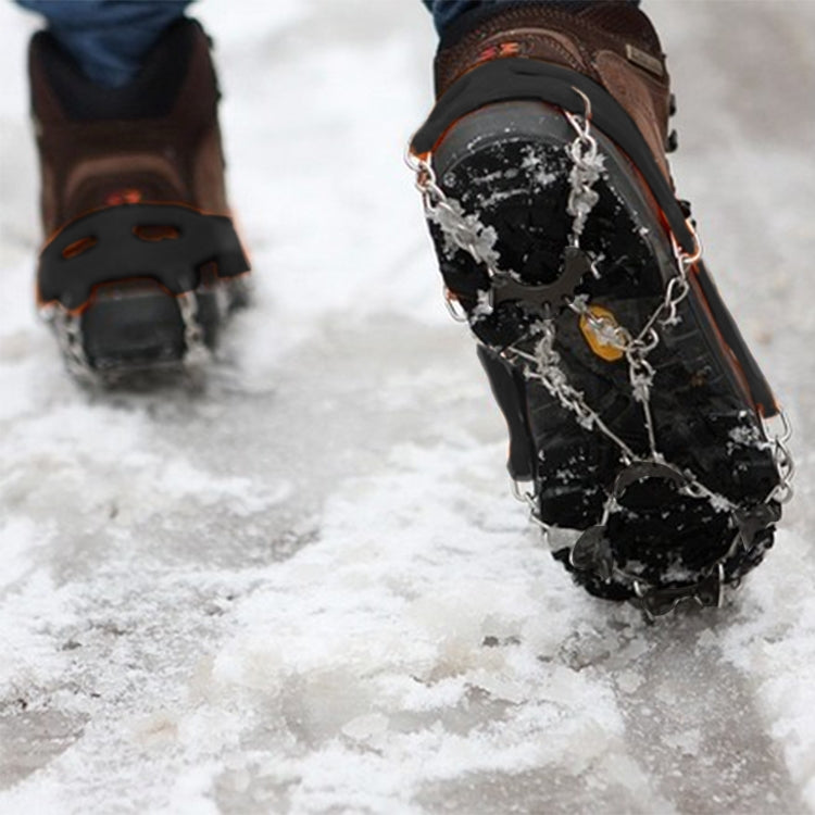 Ein Paar 8 Zähne Anti-Rutsch Eis-Greifer zum Wandern Klettern, Ketten-Schuhüberzüge, 8 Zähne Schwarz, 8 Zähne Orange