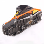 Ein Paar 8 Zähne Anti-Rutsch Eis-Greifer zum Wandern Klettern, Ketten-Schuhüberzüge, 8 Zähne Schwarz, 8 Zähne Orange
