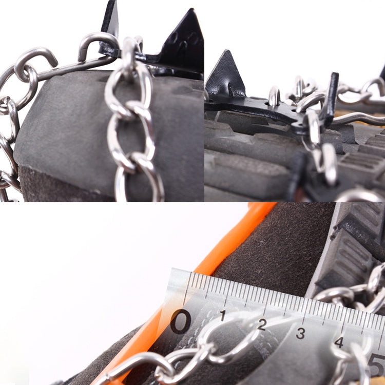 Ein Paar 8 Zähne Anti-Rutsch Eis-Greifer zum Wandern Klettern, Ketten-Schuhüberzüge, 8 Zähne Schwarz, 8 Zähne Orange
