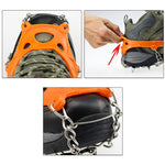 Ein Paar 8 Zähne Anti-Rutsch Eis-Greifer zum Wandern Klettern, Ketten-Schuhüberzüge, 8 Zähne Schwarz, 8 Zähne Orange