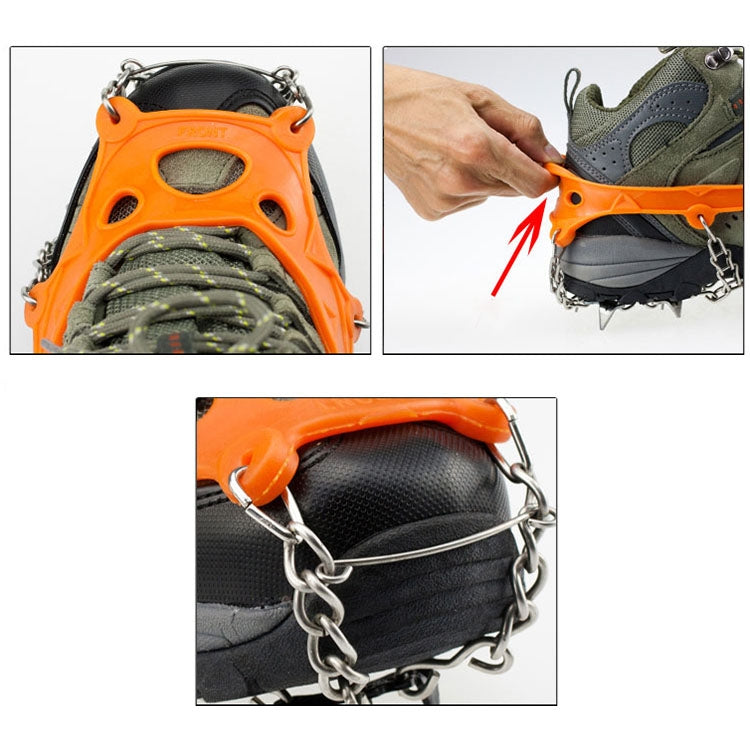 Ein Paar 8 Zähne Anti-Rutsch Eis-Greifer zum Wandern Klettern, Ketten-Schuhüberzüge, 8 Zähne Schwarz, 8 Zähne Orange