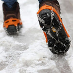 Ein Paar 8 Zähne Anti-Rutsch Eis-Greifer zum Wandern Klettern, Ketten-Schuhüberzüge, 8 Zähne Schwarz, 8 Zähne Orange