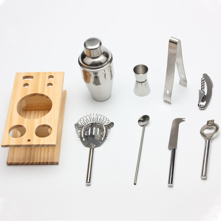 9-teiliges Cocktail-Shaker-Set aus Edelstahl mit Holzständer, Fassungsvermögen: 550 ml, 550 ml