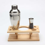 9-teiliges Cocktail-Shaker-Set aus Edelstahl mit Holzständer, Fassungsvermögen: 550 ml, 550 ml