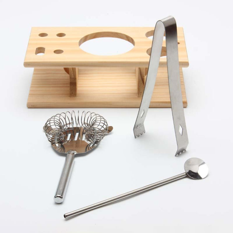 9-teiliges Cocktail-Shaker-Set aus Edelstahl mit Holzständer, Fassungsvermögen: 550 ml, 550 ml
