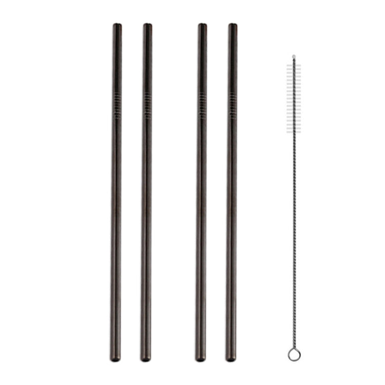 5x wiederverwendbarer Trinkhalm aus Edelstahl, gerade, + Reinigungsbürsten-Set, 215*6mm, 215*6mm (gerade)
