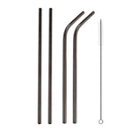 4 STK Wiederverwendbare Edelstahl Trinkhalme + Reinigungsbürsten Set, 215*6mm, 215*6mm (Kombination)