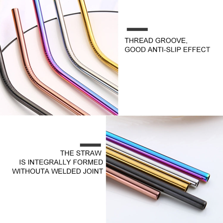 4 STK Wiederverwendbare Edelstahl Trinkhalme + Reinigungsbürsten Set, 215*6mm, 215*6mm (Kombination)