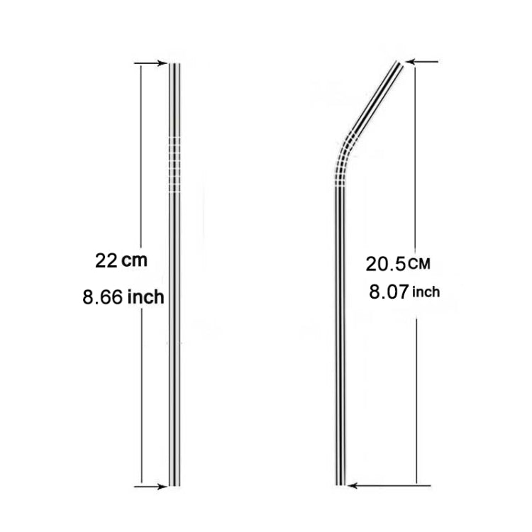 4 STK Wiederverwendbare Edelstahl Trinkhalme + Reinigungsbürsten Set, 215*6mm, 215*6mm (Kombination)