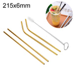 4 STK Wiederverwendbare Edelstahl Trinkhalme + Reinigungsbürsten Set, 215*6mm, 215*6mm (Kombination)