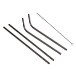 4pcs Reusable Stainless Steel Drinking Straw + Cleaner Brush Set Kit,  215*8mm, 215*8mm (Combination)