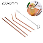 4pcs Reusable Stainless Steel Drinking Straw + Cleaner Brush Set Kit,  266*6mm, 266*6mm (Combination)