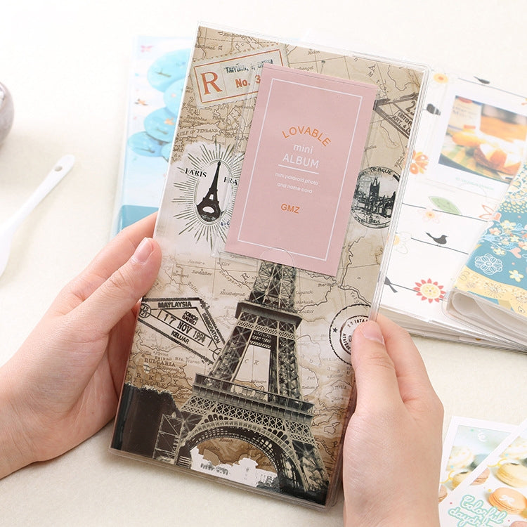 3 Zoll DIY Kreativität Einschub-Typ Mini Exquisites Fotoalbum, Baymax Muster, Kleeblatt Muster, Many Trees Dry Muster, Waldhirsch Muster, Eiffelturm Muster, Kleine Schwalbe Muster