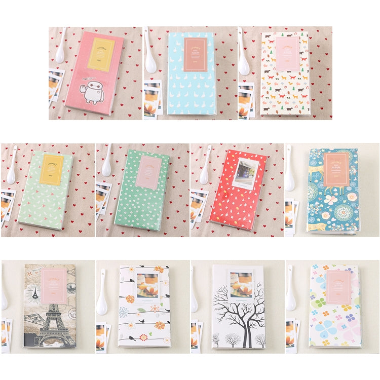 3 Zoll DIY Kreativität Einschub-Typ Mini Exquisites Fotoalbum, Baymax Muster, Kleeblatt Muster, Many Trees Dry Muster, Waldhirsch Muster, Eiffelturm Muster, Kleine Schwalbe Muster