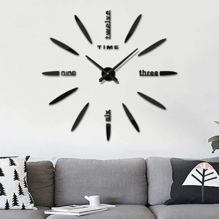 Schlafzimmer-Wohnkultur Großer 3D-Spiegel DIY Wandtattoo Uhr, Größe: 100*100cm, 3M003 (Schwarz), 3M003 (Silber)