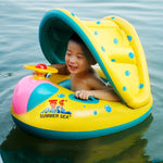 Aufblasbarer Schwimmsicherheits-Sitz Sonnenschutz Boot Ring für Baby Kinder, aufgeblasene Größe: 72cm x 65cm x 58cm, Sitzboot