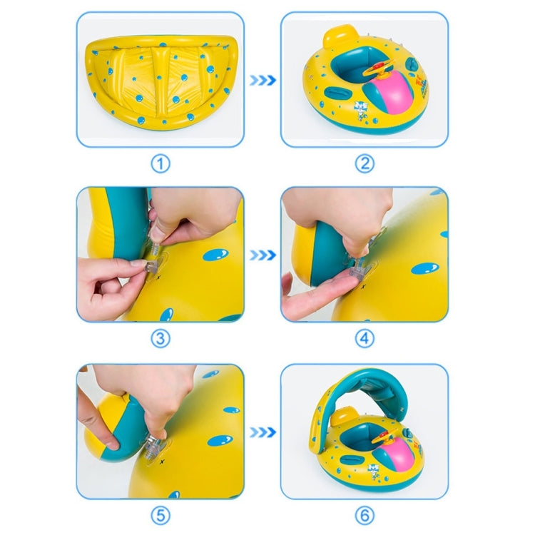 Aufblasbarer Schwimmsicherheits-Sitz Sonnenschutz Boot Ring für Baby Kinder, aufgeblasene Größe: 72cm x 65cm x 58cm, Sitzboot