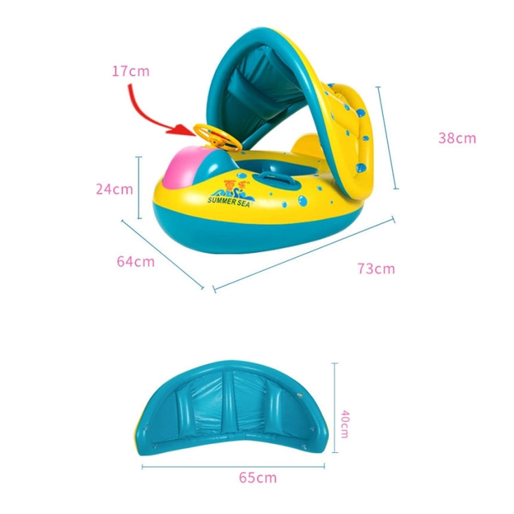 Aufblasbarer Schwimmsicherheits-Sitz Sonnenschutz Boot Ring für Baby Kinder, aufgeblasene Größe: 72cm x 65cm x 58cm, Sitzboot
