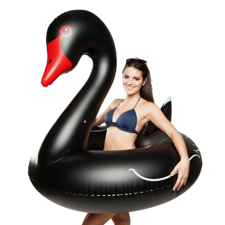 Schwanförmiger aufblasbarer schwimmender Sicherheitspoolring, aufgeblasene Größe: 110cm, 110cm Schwan Schwarz, 110cm Schwan Weiß