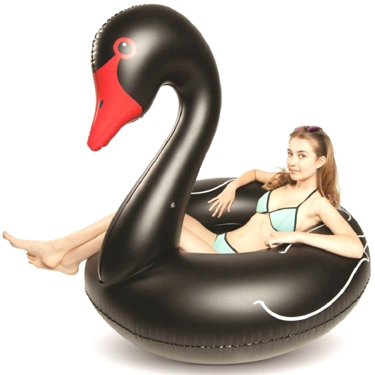 Schwanförmiger aufblasbarer schwimmender Sicherheitspoolring, aufgeblasene Größe: 110cm, 110cm Schwan Schwarz, 110cm Schwan Weiß