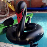 Schwanförmiger aufblasbarer schwimmender Sicherheitspoolring, aufgeblasene Größe: 110cm, 110cm Schwan Schwarz, 110cm Schwan Weiß