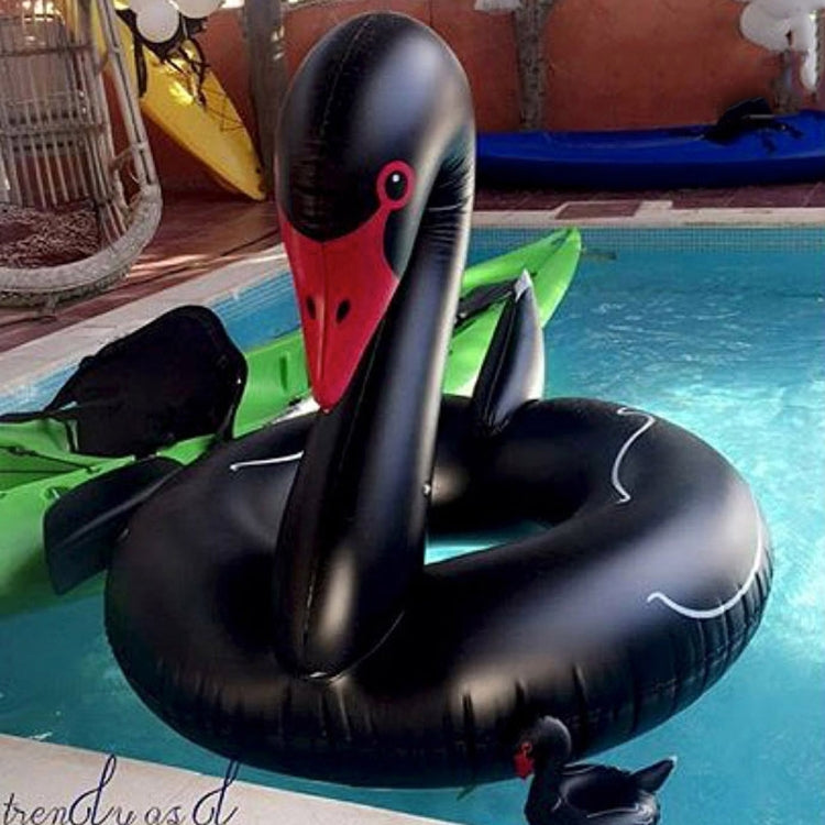 Schwanförmiger aufblasbarer schwimmender Sicherheitspoolring, aufgeblasene Größe: 110cm, 110cm Schwan Schwarz, 110cm Schwan Weiß