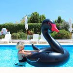 Schwanförmiger aufblasbarer schwimmender Sicherheitspoolring, aufgeblasene Größe: 110cm, 110cm Schwan Schwarz, 110cm Schwan Weiß