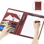 Büroartikel-Business-Stil Leder Dokumentenmappe mit 30-Seiten A4 Notizblock & Taschenrechner