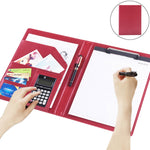 Büroartikel-Business-Stil Leder Dokumentenmappe mit 30-Seiten A4 Notizblock & Taschenrechner