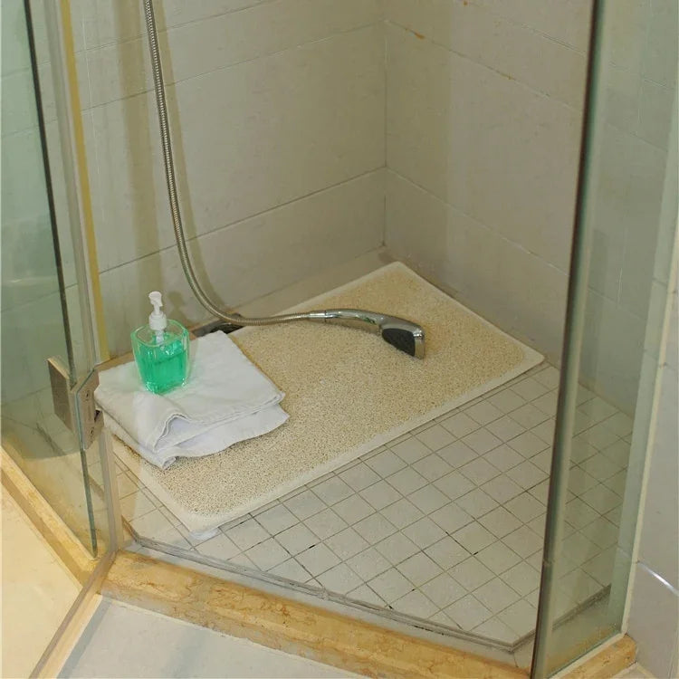 Rechteckige, schimmel- und fleckenresistente PVC-Fußmatte für Badewanne und Bad, rutschfest, Größe: 70 cm x 40 cm (Weiß), 70 cm x 40 cm