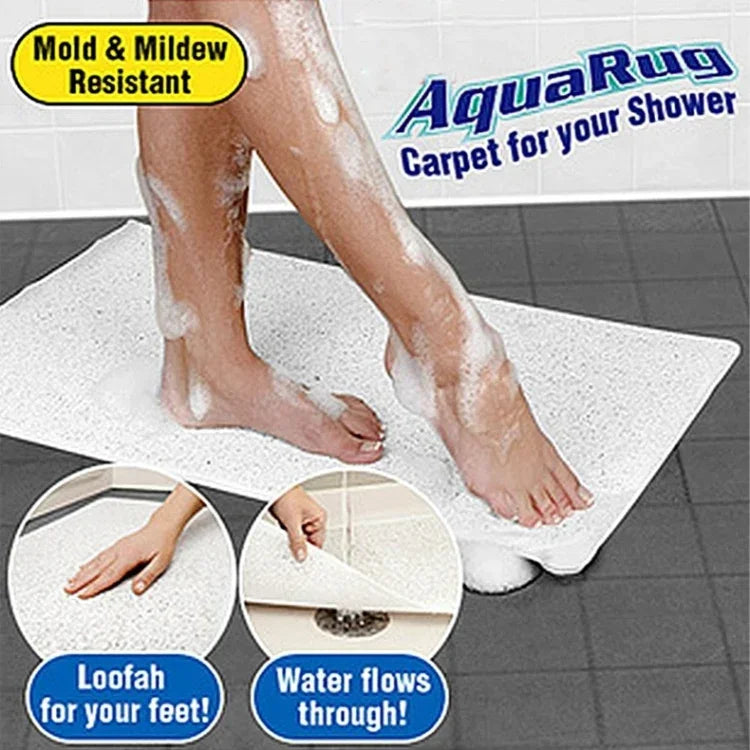Rechteckige, schimmel- und fleckenresistente PVC-Fußmatte für Badewanne und Bad, rutschfest, Größe: 70 cm x 40 cm (Weiß), 70 cm x 40 cm