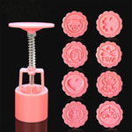 DIY Fondant-Kuchenform, Keks-Ausstechformen, Backwerkzeuge mit 8 runden Cartoon-Mustern, 8 runden Cartoon-Mustern (Pink)