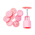 DIY Fondant-Kuchenform, Keks-Ausstechformen, Backwerkzeuge mit 8 runden Cartoon-Mustern, 8 runden Cartoon-Mustern (Pink)