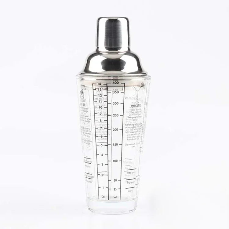 Edelstahl Glas Cocktail-Shaker-Werkzeuge Milchtee-Becher mit Skala, Fassungsvermögen: 450 ml, 450 ml Cocktail-Shaker